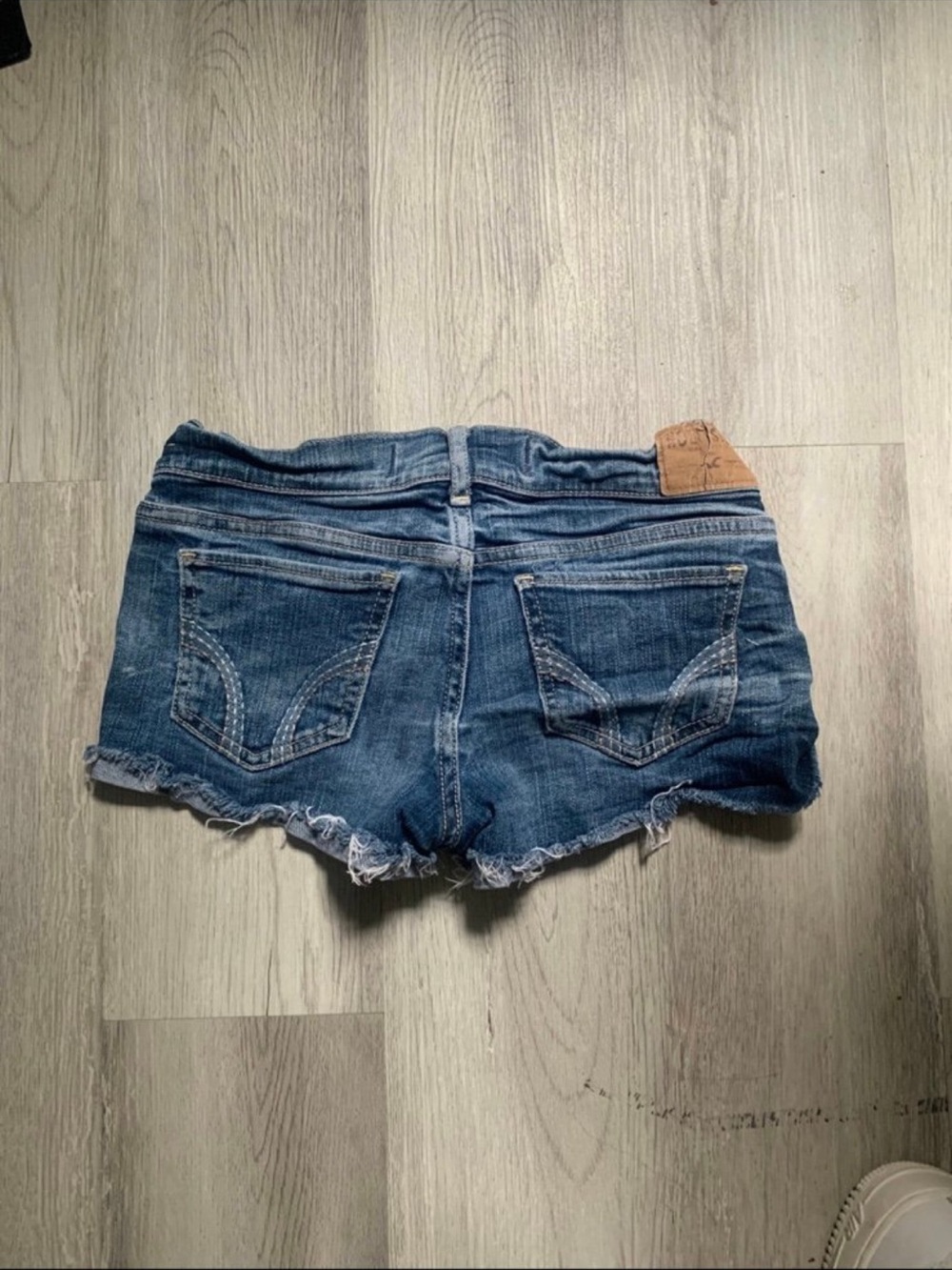 Hollister Dark Blue Frayed Denim Short Shorts
